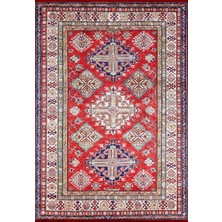 Pera Halı Klasik Kırmızı ve Lacivert Geometrik Madalyonlu Halı - 39OU
