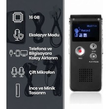 Kingboss Dijital Ses Kayıt Cihazı, 8gb Hafıza, LED Ekran, 600 Dakika Kayıt depolama 20 saat şarj dayanıklılığı, Stereo Mikrofon