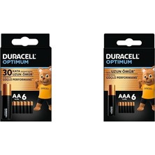 HBMB Store Optimum Aa Alkalin Kalem Piller, 1,5 V LR6/MN1500, 6’lı Paket + Optimum Aaa Alkalin Ince Kalem Piller, 1,5 V LR03/MN2400, 6’lı Paket