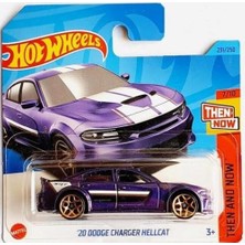 HBMB Store - '20 Dodge Charger Hellcat - O Zaman ve Şimdi 7/10 - HKJ45 - Kısa Kart - Mor Metalik - Srt - Mattel 2023