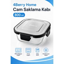 4Berry 800 ml Kilitli Cam Saklama Kabı – Inoks Kapaklı Yemek ve Kahvaltılık Kabı