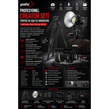 Pdx Profesyonel Creator Seti | Tripod ve Işık ve Mikrofon