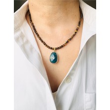 Devi Fashion Kaplan Gözü Doğal Taş Kolye 46 cm