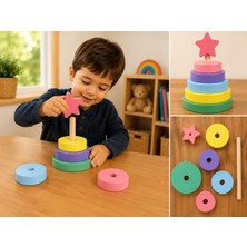 Ahşap Yıldızlı Halka Geçirme Oyuncağı (Montessori Oyuncak)