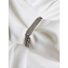 Devi Fashion Zirkon Taşlı Silver Renk Zincir Bileklik 17 cm