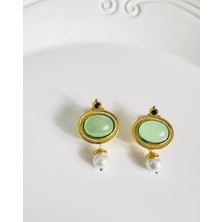 Devi Fashion Yeşil Vintage Küpe 3 cm
