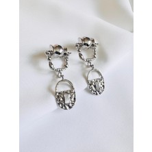 Devi Fashion Silver Renk Kilit Küpe 7 cm