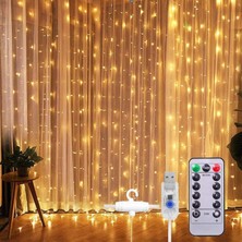 HBMB Store Yeco 300 LED Gün Işığı Perde LED 3x3 Metre – 10 Sarkıtlı, 8 Modlu, Kumandalı, Usb’li, Zamanlayıcılı