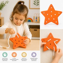 Ahşap Yıldız Ip Geçirme Oyuncağı (Montessori Dikiş Oyuncağı)