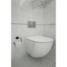 HBMB Store Banyo Siyah Tuvalet Kağıdı Asacağı,tuvalet Kağıdı Askısı,tuvalet Kağıtlığı - Delmeye Son Ister Yapıştır Ister Montajla