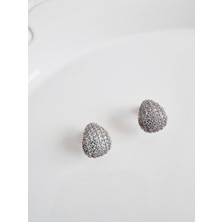 Devi Fashion Zirkon Taşlı Silver Damla Küpe 1 cm