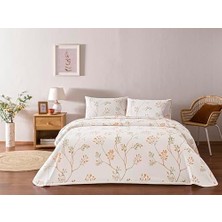 HBMB Store Taç Baskılı Verdant Çift Kişilik Pike Takımı Turuncu