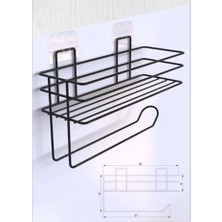 HBMB Store Yapışkanlı Metal Raf – Kağıt Havlu Askılı Duvar Tipi Baharatlık ve Şampuanlık, Banyo ve Mutfak Için Uygun, Delmeden Yapıştırmalı Metal Askılı Organizer Raf