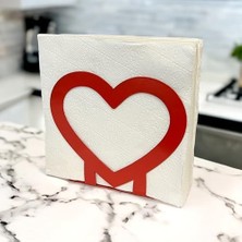 HBMB Store Romantik Sofraların Vazgeçilmezi: Kalp Temalı Metal Peçetelik Kırmızı