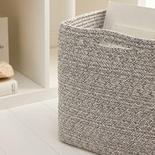 HBMB Store Gri Kırçıllı Pamuklu Sepet 30 x 30 x 30 cm