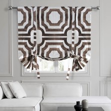 HBMB Store Price Drapes Bağlamalı Pencere Gölgeliği 116 x 153 cm Mekke Baskılı Pamuk PRTW-TUD23-63 (1 Panel), Mekke Kahverengi