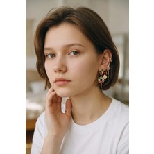 Xuping Jewelry Renkli Taşlı Gökkuşağı Halka ve Sallantılı Küpe Kombini