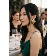 Xuping Jewelry Modern Vintage Inci Detaylı Gold Tasarım Küpe