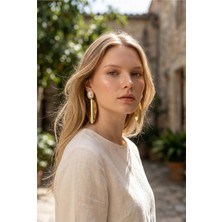 Xuping Jewelry Gosessa Kadın Inci Detaylı Modern Gold Plaka Sallantılı Küpe