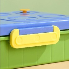 HBMB Store Renkli Desenli Beslenme Kutusu - 880 ml 2 Bölmeli Çocuk Beslenme Kabı Pp (Turuncu)