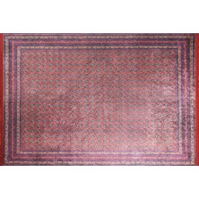 Pera Halı Klasik Bordo ve Lacivert Geometrik Desenli Geleneksel Halı - 46OU