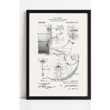 Pegziz Davul ve Zil Çalma Mekanizması Patent Çizimi Tablosu Müzik Duvar Dekor Tablo