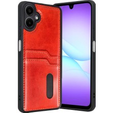 Magicool Samsung Galaxy A07 4g Sara Kartvizitli Deri Kılıf - Kırmızı