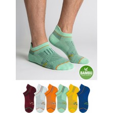 Gowith 6'lı Renkli Bambu Spor Desenli Yıkamalı Dikişsiz Koşu Yürüyüş Performans Kısa Fit Erkek Patik Çorabı Kutulu Set 3151