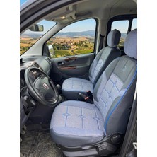 Fiat Albea-Palio-Uno-Tipo-Tempra Araca Özel Keten Koltuk Kılıfı - Indigo Mavisi - Arka Bütün Koltuk Uyumlu
