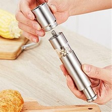 HBMB Store Paslanmaz Çelik Tek Elle Kullanılabilir Biber ve Tuz Değirmeni – Push Button Mekanizma, Ayarlanabilir Öğütme, Şeffaf Hazne, Dayanıklı Metal Gövde | MG600A