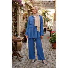 Sefa Merve Modal Kumaş Fırfırlı Bağcıklı Ikili Takım 2270-01 Indigo