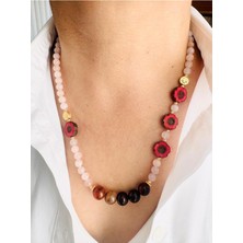 Devi Fashion Doğal Taş Çiçek Kolye 53 cm