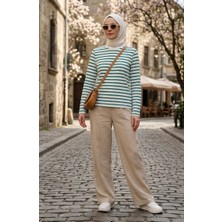 Sefa Merve Çizgili Tunik 71296-02 Yeşil