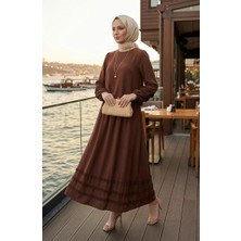 Sefa Merve Fırfırlı Bluz Etek Ikili Takım 0279-03 Kahverengi