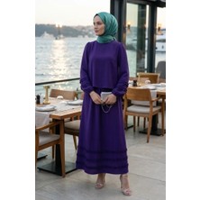 Sefa Merve Fırfırlı Bluz Etek Ikili Takım 0279-04 Mor