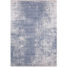 Pera Halı Buz Mavisi ve Beyaz Soyut Sanat Halısı - 801OU