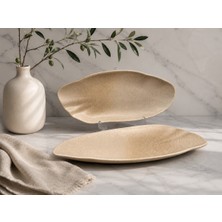 Choice 2'li Sahara Tone Dikdörtgen Tabak 31 cm Yemek/kahvaltı/et/balık/salata/meze Çok Amaçlı Oval Tabak
