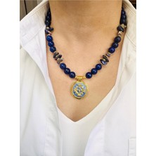 Devi Fashion Lapis ve Sodalit Doğal Taş Vintage Kolye 48 cm