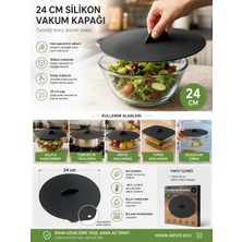 Evolis Kitchen 1 Adet 24 cm Vakumlu %100 Silikon Tencere, Kase, Saklama Kabı Kapağı - Hava ve Koku Geçirmez