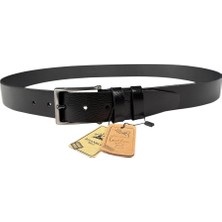 İstanbul Belt 3.5 cm Erkek Tek Kat Manda Derisi Kemer - Gümüş Ton Tokalı - 1020