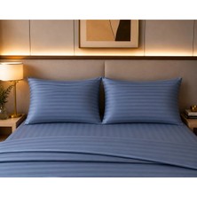 Pınarhome collection 1 cm Çizgi Desenli Saten Kumaş Kapaklı Yastık Kılıfı --50X70CM--2 Adet (1 Çift)