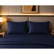 Pınarhome collection 1 cm Çizgi Desenli Saten Kumaş Kapaklı Yastık Kılıfı --50X70CM--2 Adet (1 Çift)