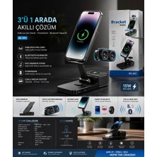 Azurtech 3in1 Manyetik Kablosuz Şarj Standı + Powerbank + Speaker