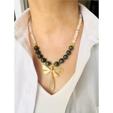 Devi Fashion Yeşil Sodalit Doğal Taş Yusufçuk Kolye 50 cm