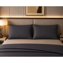 Pınarhome collection 1 cm Çizgi Desenli Saten Kumaş Kapaklı Yastık Kılıfı --50X70CM--2 Adet (1 Çift)