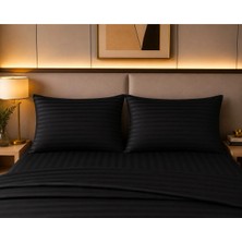 Pınarhome collection 1 cm Çizgi Desenli Saten Kumaş Kapaklı Yastık Kılıfı --50X70CM--2 Adet (1 Çift)