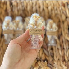Pearl Star (50 Adet) Süslü - Etiketli Mika Plastik Hürrem Boş Kolonya Şişesi (50ML |tıpa+Kapak)