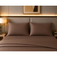 Pınarhome collection 1 cm Çizgi Desenli Saten Kumaş Kapaklı Yastık Kılıfı --50X70CM--2 Adet (1 Çift)