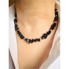 Devi Fashion Obsidyen Doğal Taş Kolye 45 cm