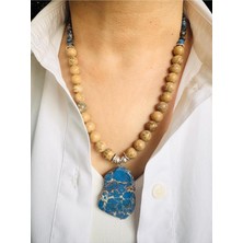 Devi Fashion Jasper Doğal Taş Tasarım Kolye 55 cm